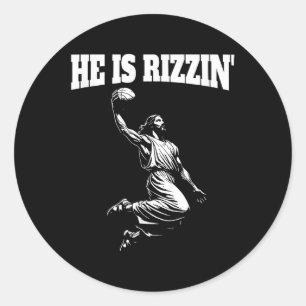 Jesus Dunking Meme Heaven Basketball Dunk Er ist R Runder Aufkleber
