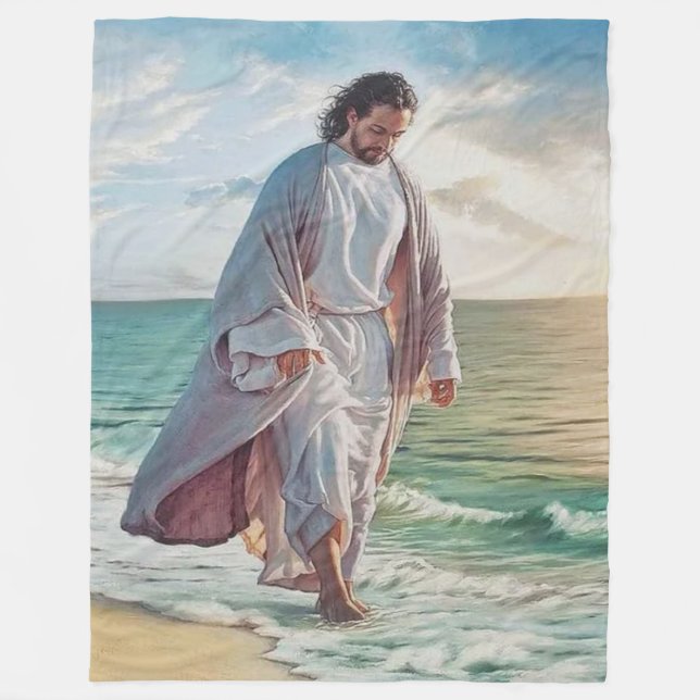 JESUS durch das Meer Fleecedecke (Vorderseite)
