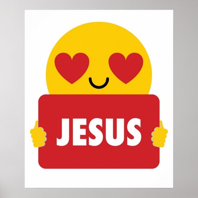 Jesus Emoji Heart Eye Shirt TShirt T-Shirt Poster (Vorne)