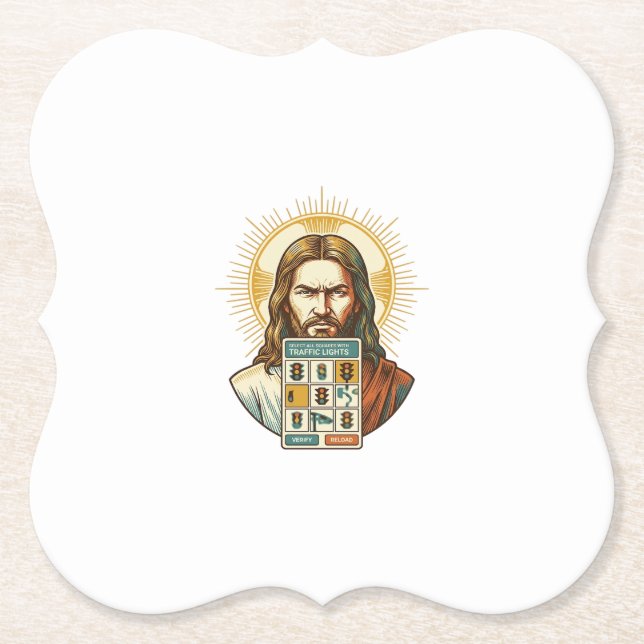 Jesus Endloses Captcha-Verifizierung Ampeln  Untersetzer (Vorderseite)