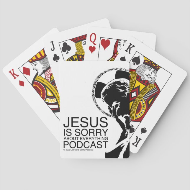 Jesus entschuldigt sich Podcast spielen Karten Spielkarten (Rückseite)