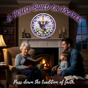 Jesus Er Ist Auferstanden Lila Große Wanduhr