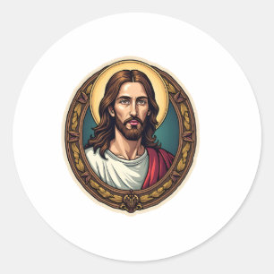Jesus Erlöser Siegel Vintage Gravur T-Shirt Runder Aufkleber