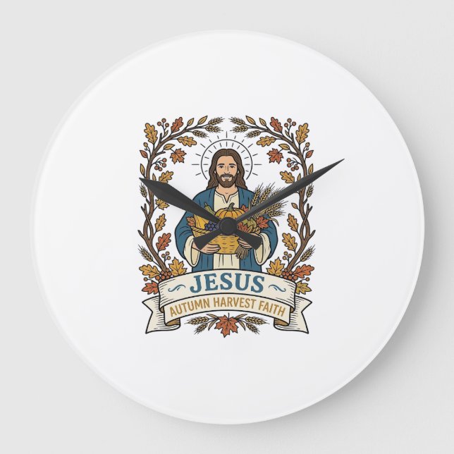 Jesus Ernte des Herbstes Glaube Jesus Ernte des He Große Wanduhr (Vorderseite)