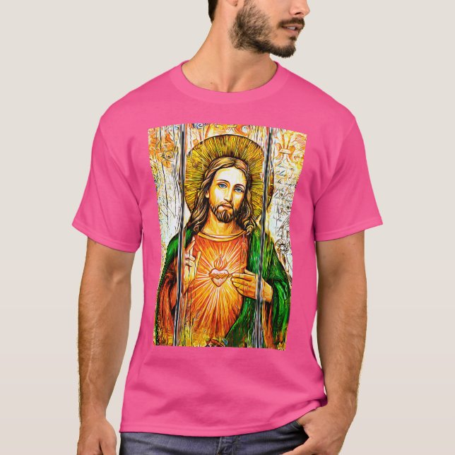 Jesus erschreckte Herz T-Shirt (Vorderseite)