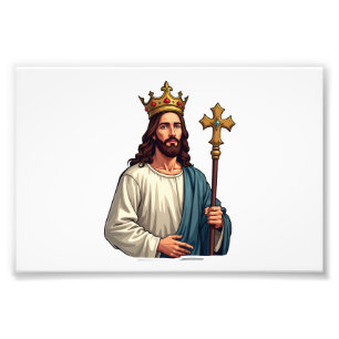 Jesus Ewiger König Vintage Gravur T-Shirt Fotodruck