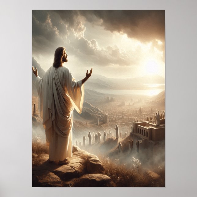 Jesus ewiges Licht strahlt Himmelstor Poster (Vorne)