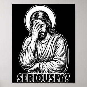 Jesus Facepalm lustig christlich religiöses Meme  Poster
