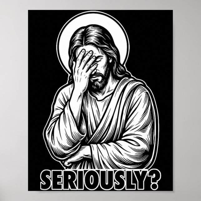 Jesus Facepalm lustig christlich religiöses Meme  Poster (Vorne)
