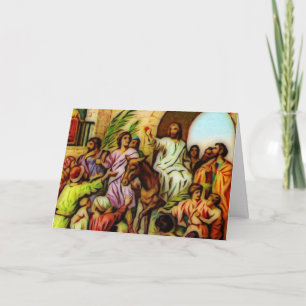 Jesus fährt den Esel nach Jerusalem Feiertagskarte