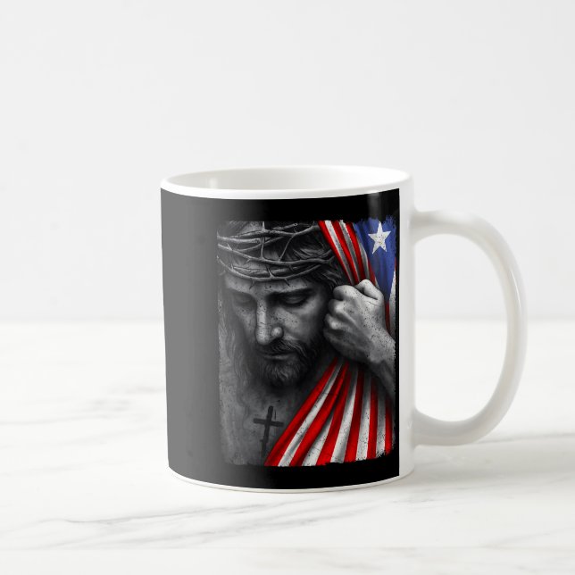 Jesus Faith Cross Crown America Puerto Rico Herita Kaffeetasse (Rechts)