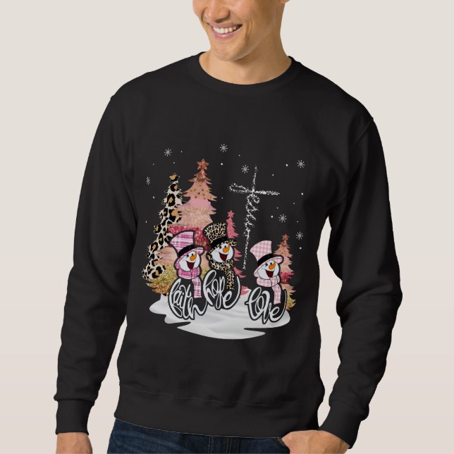 Jesus Faith Hope Liebe Snowman Funny Xmas für Chri Sweatshirt (Vorderseite)