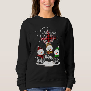 Jesus Faith Hope Liebe Snowman Weihnachten Christl Sweatshirt