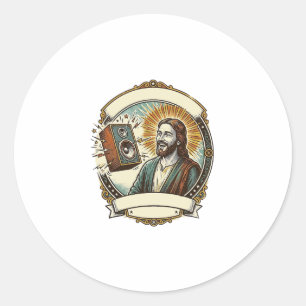 Jesus fakes Lachen Lauter Club Kann Party Humo nic Runder Aufkleber