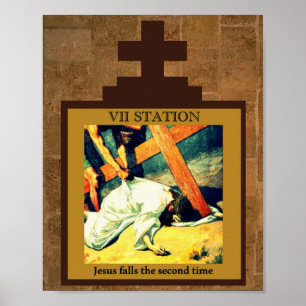 Jesus fällt das Poster der zweiten Station 7