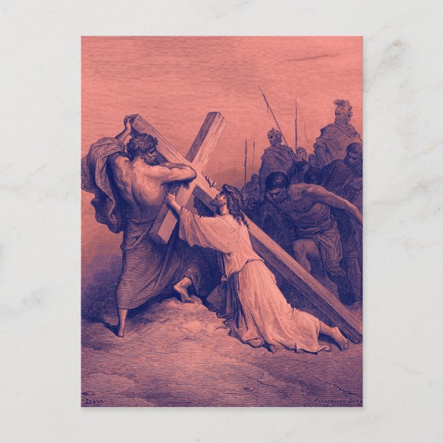 Jesus fällt unter das Kreuz | Bibel Postkarte (Vorderseite)