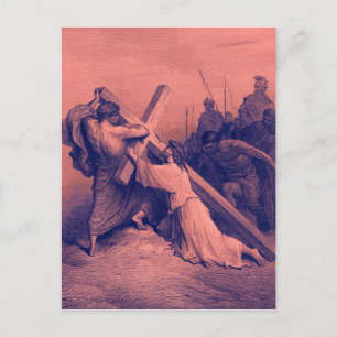 Jesus fällt unter das Kreuz   Bibel Postkarte