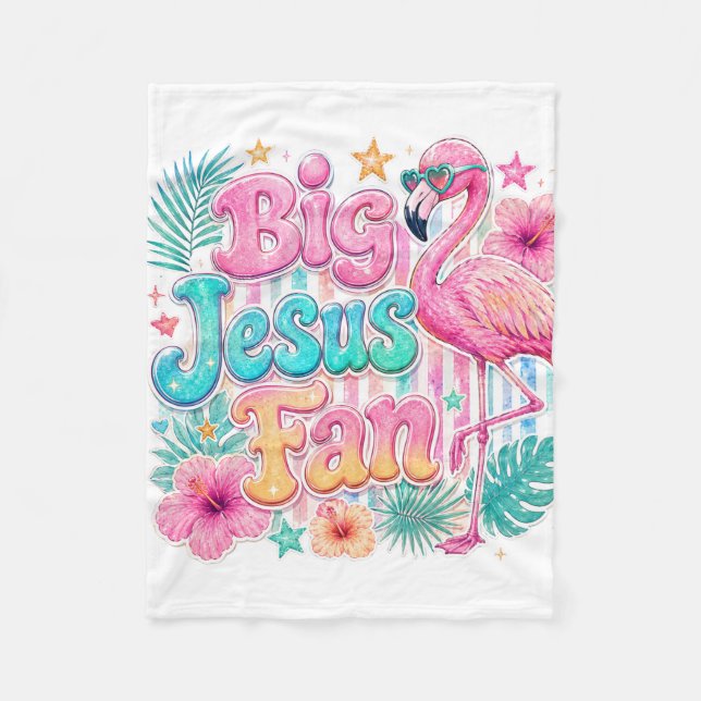 Jesus-Fan mit Flamingo-Decke  Fleecedecke (Vorderseite)