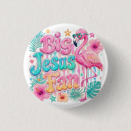 Jesus Fan mit Flamingo Knopf Button