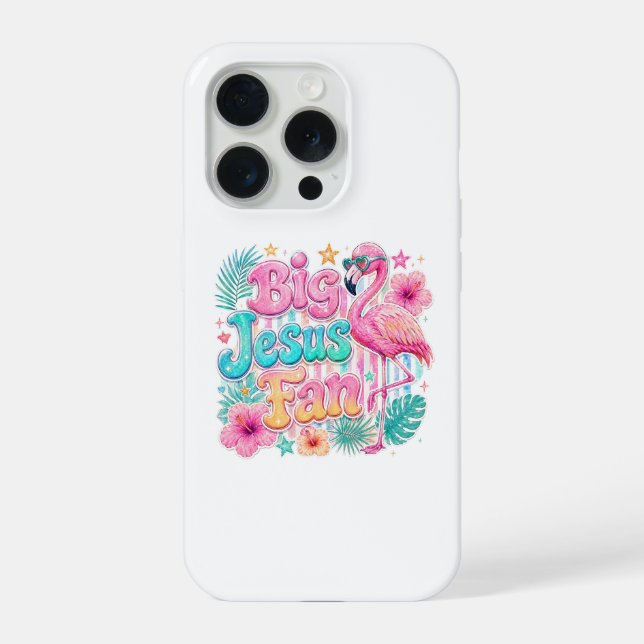 Jesus Fan und Flamingo iPhone-Hülle  iPhone Hülle (Rückseite)