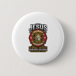 Jesus Feuerwehrmann Vintage Christlicher Glaube Sh Button