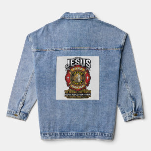 Jesus Feuerwehrmann Vintage Christlicher Glaube Sh Jeansjacke