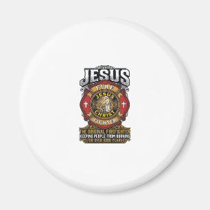 Jesus Feuerwehrmann Vintage Christlicher Glaube Sh Magnet