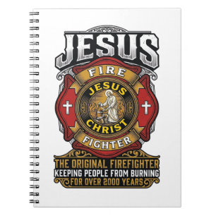 Jesus Feuerwehrmann Vintage Christlicher Glaube Sh Notizblock