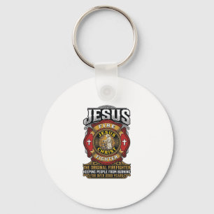 Jesus Feuerwehrmann Vintage Christlicher Glaube Sh Schlüsselanhänger
