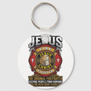 Jesus Feuerwehrmann Vintage Christlicher Glaube Sh Schlüsselanhänger