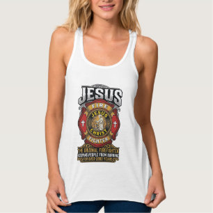 Jesus Feuerwehrmann Vintage Christlicher Glaube Sh Tank Top
