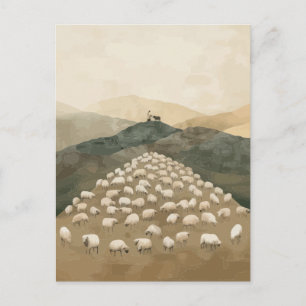 Jesus findet das verlorene Schaf Illustration Postkarte