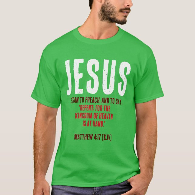 JESUS fing an zu predigen. Weihnachtsfarben T-Shirt (Vorderseite)
