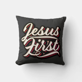 Jesus First 70's Style Kissen