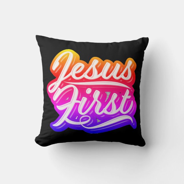 Jesus First Bright Colors Kissen (Vorderseite)
