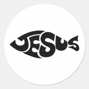 Jesus-Fisch-Christlicher-Vinyl-Aufkleber Runder Aufkleber
