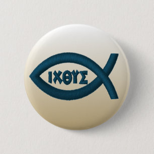 Jesus-Fisch-christliches Symbol Button