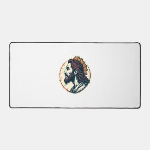 Jesus-Fisch-Emblem Vintage-Prägung-Shirt 2 Schreibtischunterlage