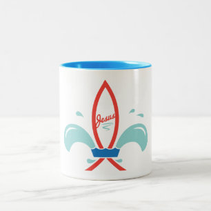 Jesus-Fisch Fleur De Lis Zweifarbige Tasse
