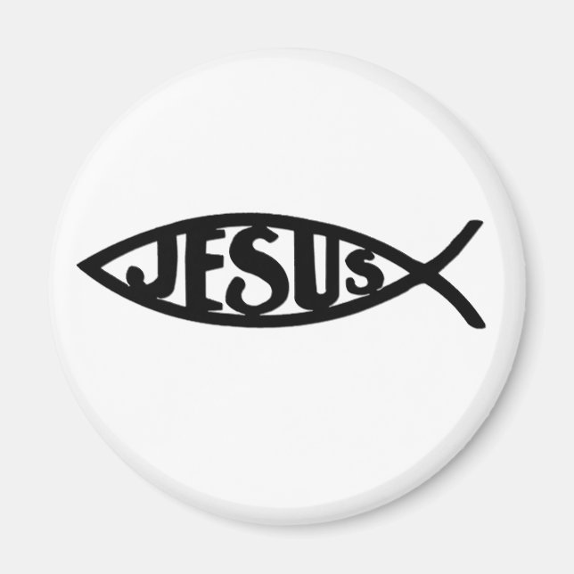 Jesus Fisch (Magnet Schwarz) Magnet (Vorne)