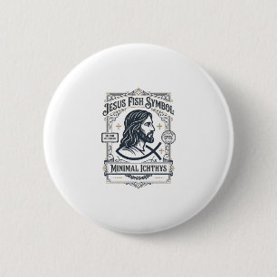 Jesus-Fisch-Symbol Minimal Ichthys Jesus-Fisch Min Button