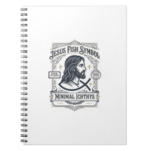 Jesus-Fisch-Symbol Minimal Ichthys Jesus-Fisch Min Notizblock