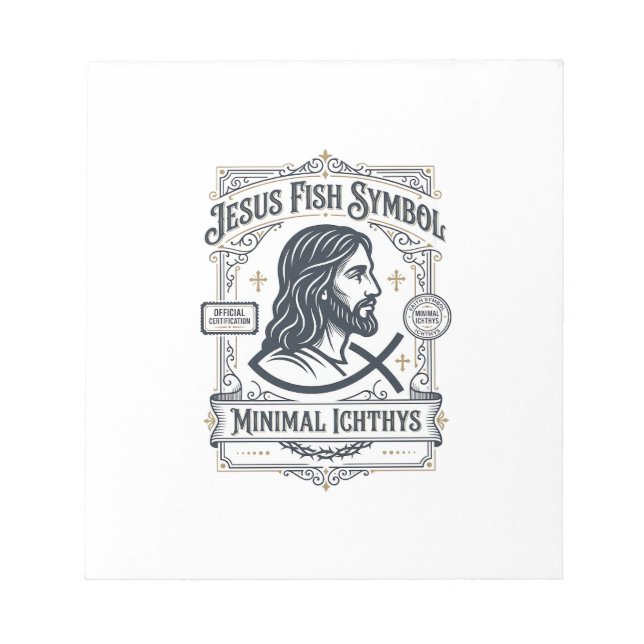 Jesus-Fisch-Symbol Minimal Ichthys Jesus-Fisch Min Notizblock (Vorderseite)