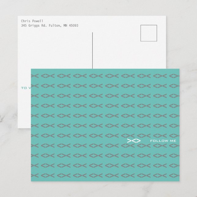 Jesus-Fisch-Text Postkarte (Vorne/Hinten)