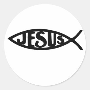 Jesus-Fische (Aufkleber-Schwarzes) Runder Aufkleber