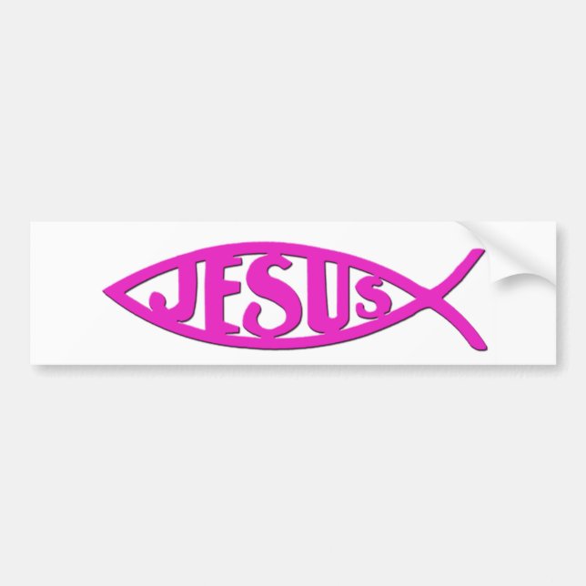Jesus-Fische (Autoaufkleber-Rosa) Autoaufkleber (Vorne)