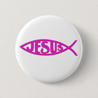 Jesus-Fische (Knopf-Rosa) Button