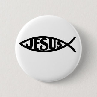 Jesus-Fische (Knopf-Schwarzes) Button