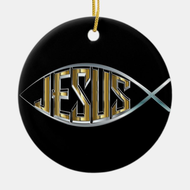 Jesus Fish Cutout Keramikornament (Vorne)