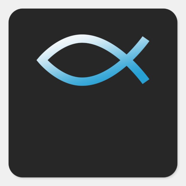 Jesus Fish Ichtys Christliches Symbol Blue Quadratischer Aufkleber (Vorderseite)